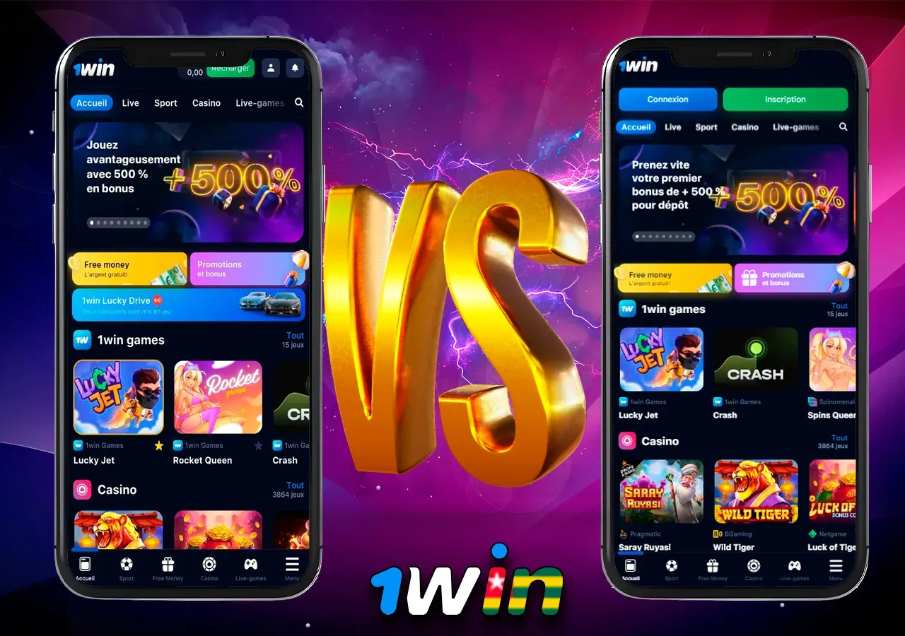 Comparaison de l'application 1Win et de la version mobile du site Internet